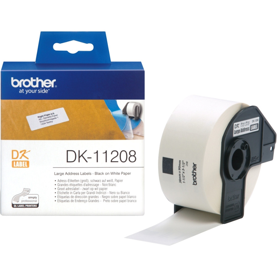 Brother DK11208 Address Label - 38 mm Width x 90 mm Length - 400 Label
