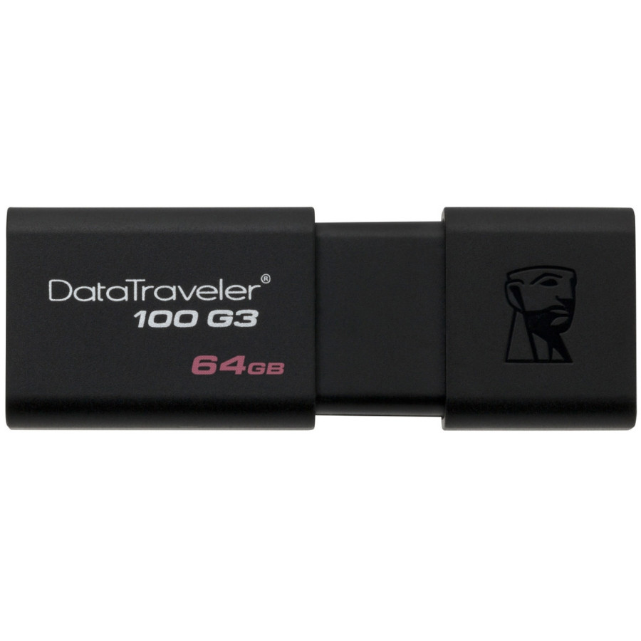 Kingston DataTraveler 100 G3 64 GB USB 3.0 Flash Drive - Black - 1 Pack
