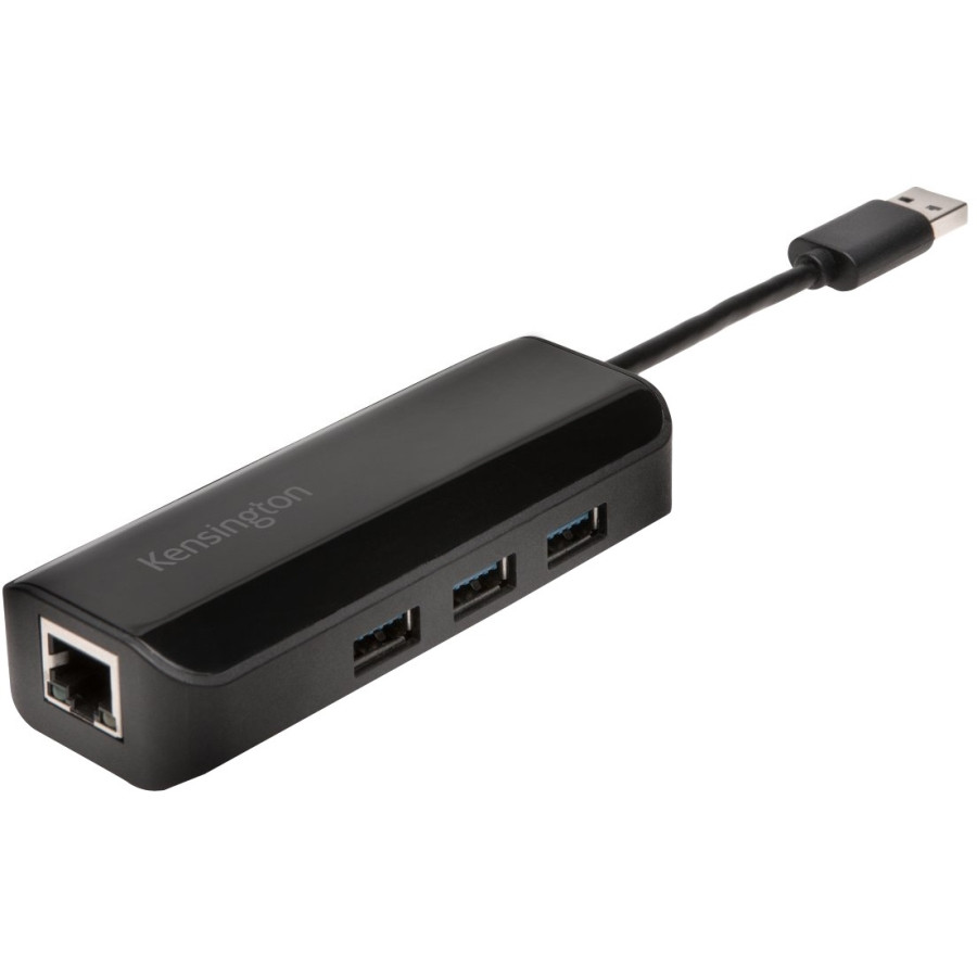Kensington USB/Ethernet Combo Hub - USB - External - Black