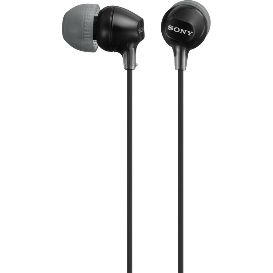 Sony MDR-EX15AP/B Wired 9 mm Stereo Earset - Earbud - In-ear - Black