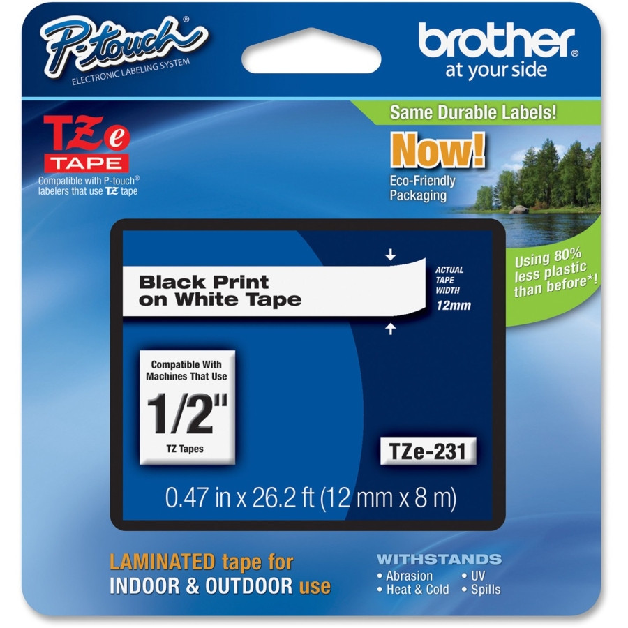 Brother P-touch TZE231 Label Tape - 12 mm Width x 8 m Length - 1 Each