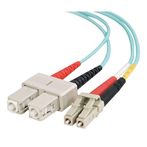 C2G 1m LC-SC 10Gb 50/125 OM3 Duplex Multimode PVC Fibre Optic Cable (LSZH) - Aqua