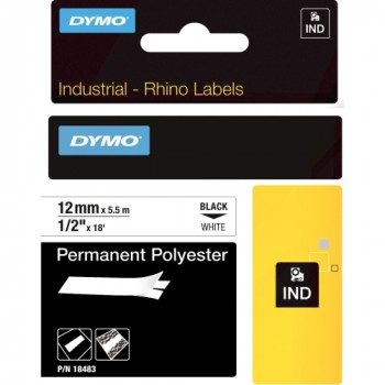Dymo RhinoPRO 18483 Wire & Cable Label - 12.70 mm Width x 5.49 m Length - 1 Each