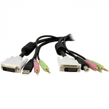 StarTech.com 10ft 4-in-1 USB Dual Link DVI-D KVM Switch Cable w/ Audio & Microphone