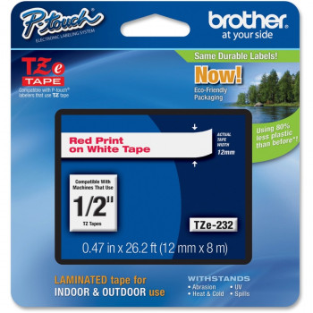 Brother TZE232 Label Tape - 12.70 mm Width x 7.99 m Length - 1 Each