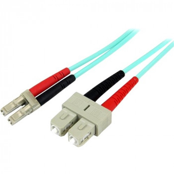 2m Fiber Optic Cable - 10 Gb Aqua - Multimode Duplex 50/125 - LSZH - LC/SC - OM3 - LC to SC Fiber Patch Cable