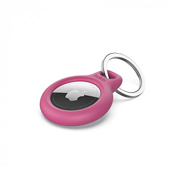 Belkin AirTag Case with Key Ring (Secure Holder Protective Cover for Air Tag with Scratch Resistance Accessory) - Pink