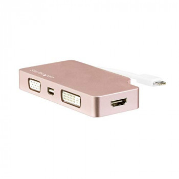 StarTech.com USB-C Multiport Video Adapter, Aluminium, USB Type C to VGA/4K HDMI/Mini Display Port/DVI, USB C Adapter, Rose Gold