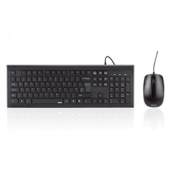 Hama Cortino Keyboard/Mouse Set, Cabled, UK 1000 DPI Black