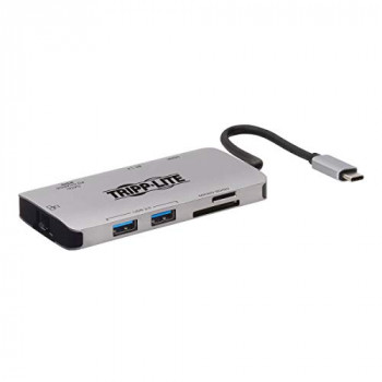 Tripp Lite USB-C Docking Station 4k USB-A Hub HDMI SD/Micro SD Gbe, 100W PD Charging (U442-DOCK5-GY)