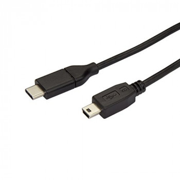StarTech USB C to Mini USB Cable - 6 ft / 2m - M/M - USB 2.0 - Mini USB Cord - USB C to Mini B Cable - USB Type C to Mini USB, Black