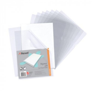 Rexel A4 Folder Nyrex Clear Folder Ref Cut Flush 12153 [Pack 25]