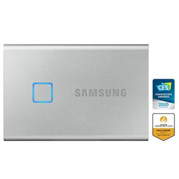 Samsung T7 Touch Portable SSD - 2 TB - USB 3.2 Gen.2 External SSD Metallic Silver (MU-PC2T0S/WW)