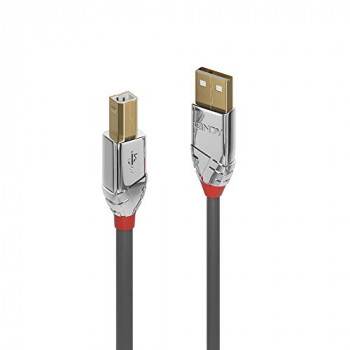 LINDY 36643 USB 2.0 Type A to B Cable, Cromo Line - Grey, 3m