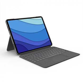 Logitech Combo Touch iPad Pro 12.9-inch (5th gen - 2021) Keyboard Case - Detachable Backlit Keyboard with Kickstand, Click-Anywhere Trackpad, Smart Connector - QWERTY UK English Layout - Grey
