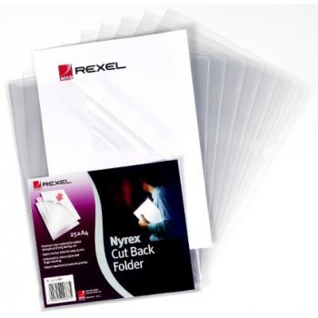 Rexel Nyrex Cut Back Folders Clear A4 (25 Pack)