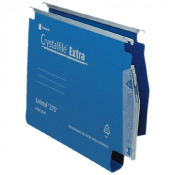 Rexel Crystalfile Extra Lateral File Polypropylene Square-base 50mm W275mm Blue Ref 71765 [Pack of 25]