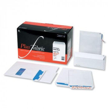 Plus Fabric Envelopes Wallet Press Seal Window 110gsm C6 White [Pack of 500]