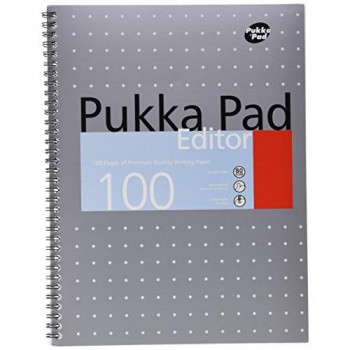 Pukka Pad Notebook Wirebound Editor 80gsm Ruled and Margin 4 Hole 100 Pages A4 Ref EM003 [Pack of 3]