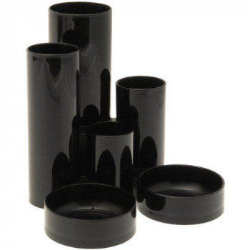 5 Star Office Desk Tidy with 6 Compartment Tubes Black