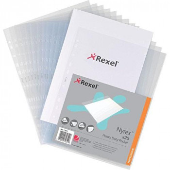 Rexel Nyrex Heavy Duty Top & Side Opening A4 Clear (25 Pack)