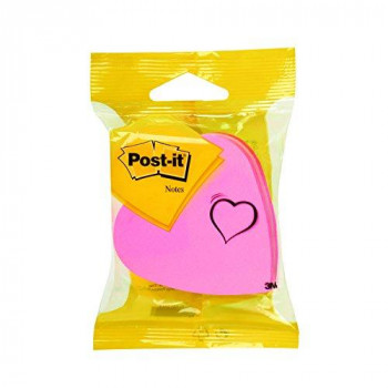 Post-it 76x76 mm Heart Shaped Cube Notes - Pink