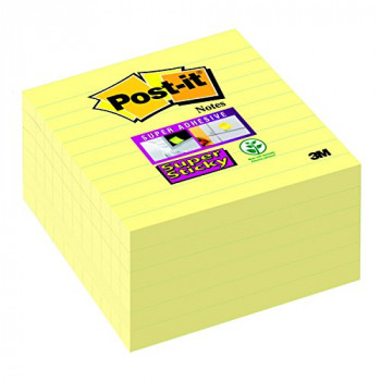 Post-it 101 x 101 mm Super Sticky Lined Notes - Canary yellow (Pack of 6)