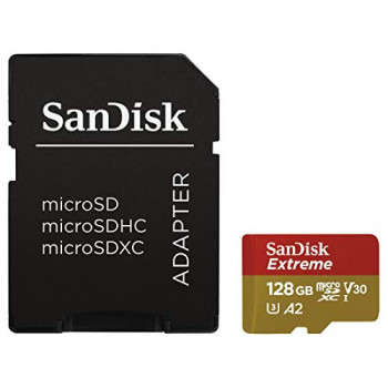 SanDisk Extreme 128 GB microSDXC Memory Card + SD Adapter with A2 App Performance up to 160 MB/s, Class 10, U3, V30
