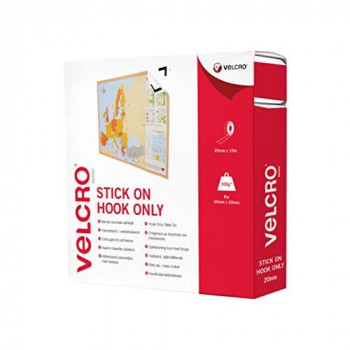 VELCRO Brand - Stick On Fasteners - Hook Side Only Perfect for Home or Office 20mm x 10m Tape Hook Side Only White