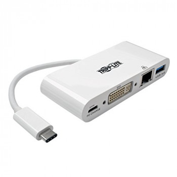 Tripp Lite U444-06N-DGU-C USB-C (Type-C) to DVI Adapter with USB-A, USB-C PD Charging and Gigabit Ethernet, USB 3.1 Gen 1, Thunderbolt 3 Compatible, 1080p
