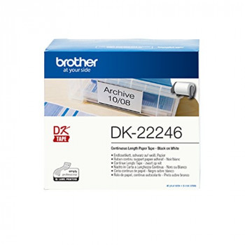 Brother DK-22246 Label Roll, Continuous Length Paper, Black on White, 103.6 mm (W) x 30.48 m (L), Brother Genuine Supplies