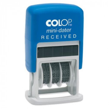 Colop S160-L1 Mini Text Dater Stamp RECEIVED 12 Years Self-Inking Imprint 26x13mm Red/Blue Ref 14560100
