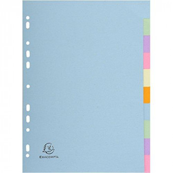 Exacompta Forever 10 Part Plain Dividers, A4, Assorted Pastel Colours