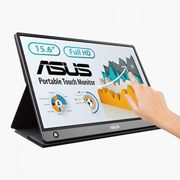 ASUS ZenScreen Touch MB16AMT Portable Monitor, 15.6-Inch, IPS, Full HD, 10-Point Touch, Built-in Battery, Hybrid Signal Solution, USB Type-C, Micro-HDMI, For Laptops, Smartphones, Consoles and Cameras