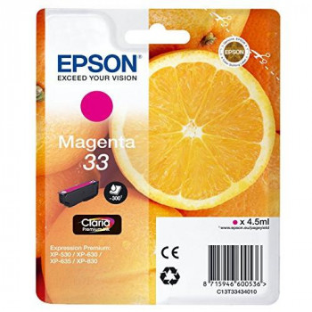 EPSON 33 Claria Oranges Premium Ink Cartridge, Magenta, Genuine