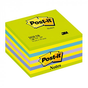 Post-It Notes, 76 x 76 mm - Neon Green/Blue, 1 Cube (450 Sheets)