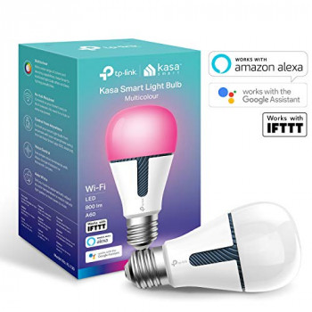 Kasa Smart WiFi Light Bulb by TP-Link, E27/B22, 10W, Works with Amazon Alexa (Echo and Echo Dot), Google Home and IFTTT, Colour-Changeable, Dimmable, No Hub Required [Energy Class A+]