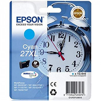Epson Alarm Clock No.27 X-Large Series High Capacity Ink Cartridge, Cyan, Genuine