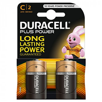 Duracell Plus Power Alkaline Pack of 2 C Batteries