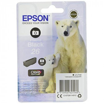 Epson Polar Bear 26 Standard Ink Cartridge, Photo Black, Genuine