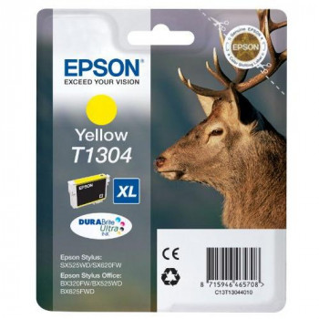 Epson C13T13044012 Durabrite Ultra T130 Ink Cart Retail Pack Untagged, Yellow, Genuine