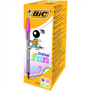 BIC Cristal Fun Ball Pen with Large 1.6 mm Tip - Assorted Colours, Pack of 20