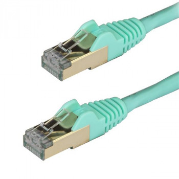 StarTech.com CAT6a Ethernet Cable - 1m - Aqua Network Cable - Snagless RJ45 Cable - Ethernet Cord - 1 m / 3 ft