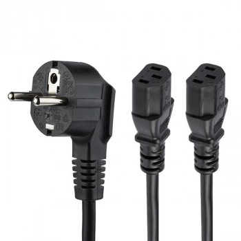 StarTech.com 2m C13 Power Cord - Schuko CEE7 to 2x C13 - Y Splitter Power Cable - C13 Power Cable - European Power Cord