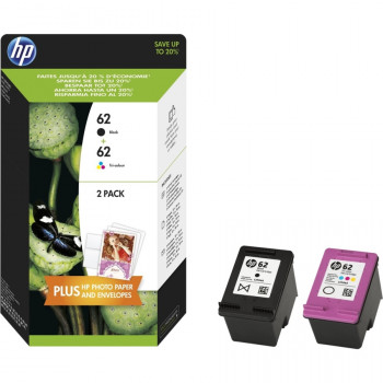 HP 62 Ink Cartridge/Paper Kit - Black, Cyan, Magenta, Yellow