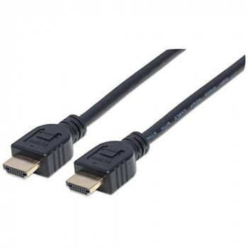 Manhattan HDMI In-Wall CL3 Cable with Ethernet, 4K@60Hz (Premium High Speed), 5m, Male to Male, Black, Ultra HD 4k x 2k, In-Wall rated, Fully Shielded, Gold Plated Contacts, Lifetime Warranty, Polybag