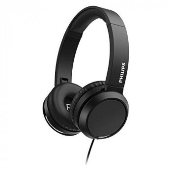 Philips Audio On-Ear Headphones H4105BK/00 with Microphone (In-Line Remote Control, Flat Folding, Angled Jack, Padded Headband, Noise Isolating) Black – 2020/2021 Model