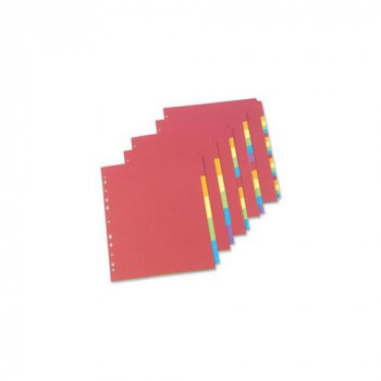 Concord A4 12 Part Europunched Bright Subject Dividers - Assorted Colour