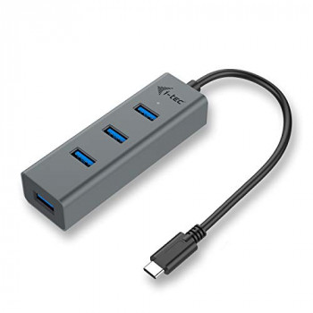 i-tec USB-C Metal 4-Port HUB 1x USB-C 4x USB 3.0 Port for Windows MacOS Linux Android Thunderbolt 3 Compatible