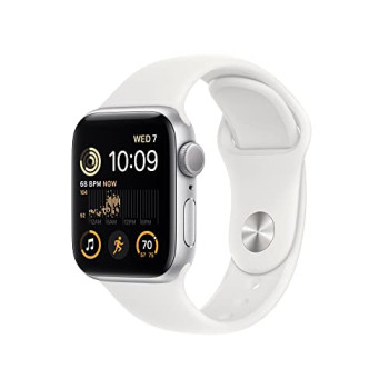 2022 Apple Watch SE (2nd generation) GPS 40mm Silver Aluminium Case with White Sport Band - Regular